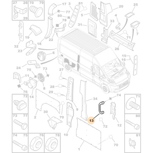 Genuine Rear Interior Door Handle - Peugeot Boxer III | 1607219680