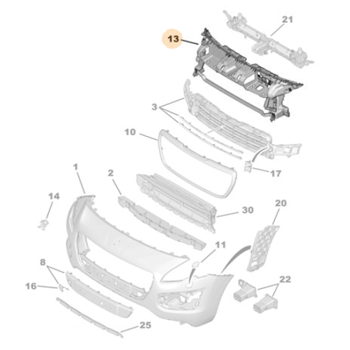 Genuine Peugeot Front Bumper Bracket - Peugeot 3008 2008-2016 | 9805243280