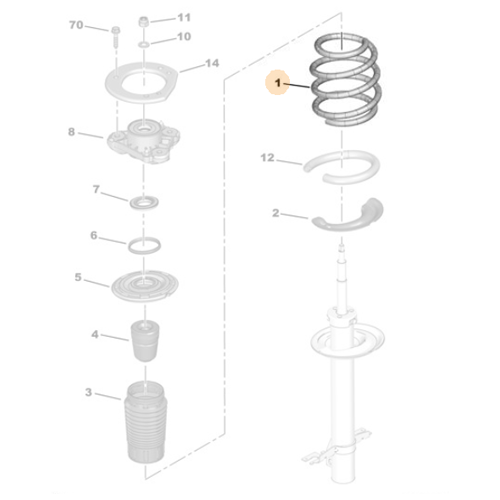 1x Genuine Front Suspension Spring - Peugeot Boxer III 2014- | 1608309680