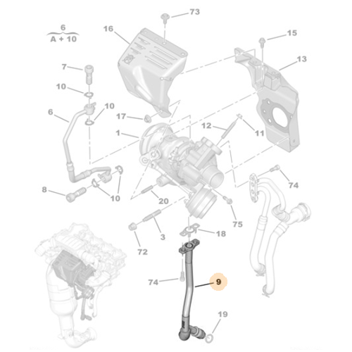 Genuine Turbo Lube Pipe - Citroen C4 / Cactus / Picasso / DS4 | 9801832380