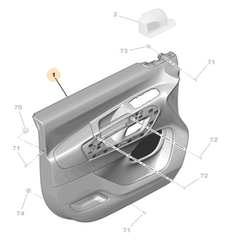 Genuine Front Right Door Upholstery - Peugeot Partner / Rifter | 98167913ZD