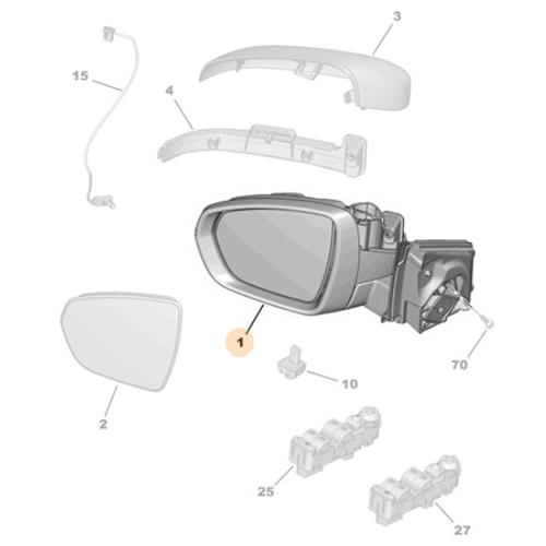 Genuine Left Rear View Mirror - Peugeot 3008 2016-2024 | 1635224480