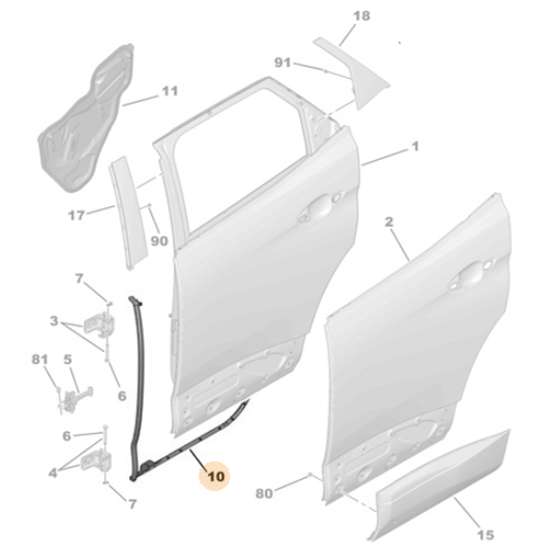 Genuine Rear Left Door Weatherstrip - Peugeot 3008 2016-2024 | 9811258780