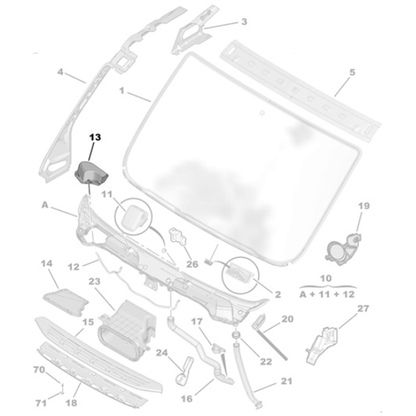 Genuine Windshield Air Inlet Grille - Citroen Relay III | 1613446280