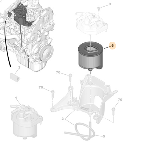 Genuine Fuel Filter - Citroen C3 / DS3 / Peugeot 5008 1.6 Diesel | 9809721080