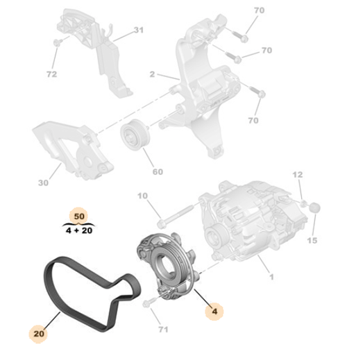 Genuine V-Ribbed Belt Kit - Peugeot 3008 / 308 / 508 PHEV | 1636294280