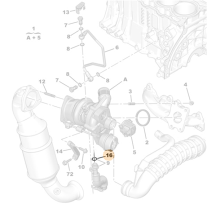 Genuine Turbocharger Oil Hose O-Ring - Citroen C4 / DS3 1.6 Petrol | 1608951780