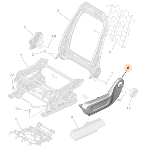 Genuine Front Passenger Left Seat Trim - Citroen C3 Aircross RHD | 98265738ZD