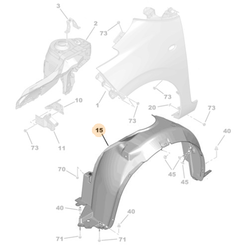 Genuine Front Left Wheel Arch Mudguard - Citroen C1 2014-2022 | B000807280