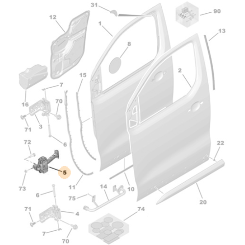 Genuine Front Door Stop - Citroen Dispatch IV / Peugeot Expert IV | 9808070580