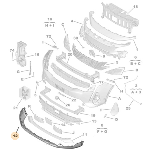 Genuine Lower Bumper Moulding - Peugeot 5008 / 3008 2017-2024 | 98368282XT
