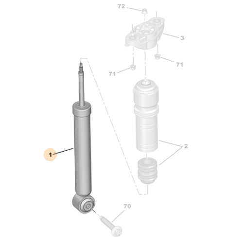 1x Genuine Rear Shock Absorber - Peugeot 208 2019-Onwards | 9831187480
