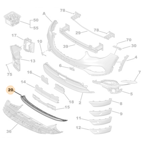 Genuine Front Bumper Moulding - Vauxhall Grandland X | YP00082480