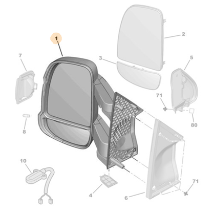 Genuine Right Rear View Mirror - Citroen Relay III | 1685328880