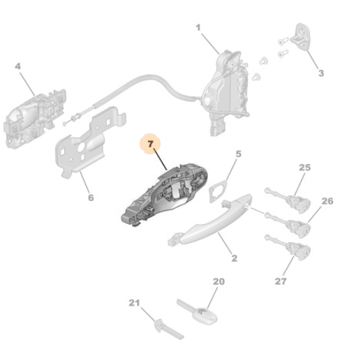 Genuine Left Door Handle Holder - Citroen C3 Aircross / DS5 | 9109E4