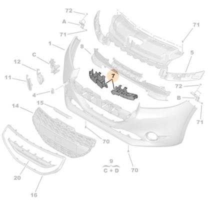 Genuine Front Bumper Absorber -  Peugeot 208 | 1607398480