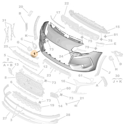 Genuine Front Bumper - Citroen DS 3 | 1614450680