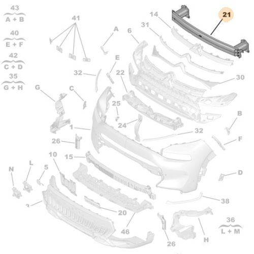 Genuine Front Bumper Absorber - Citroen C3 Aircross | 9810976080