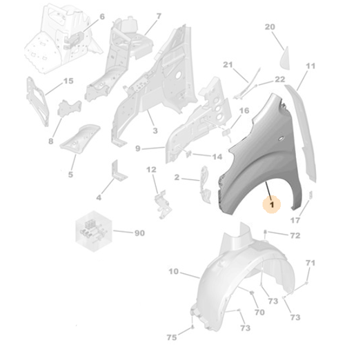 Genuine Left Front Wing - Peugeot Expert IV / Traveller | 9808757880