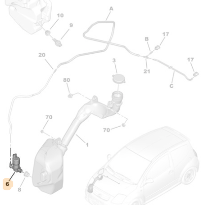 Genuine Window Washer Pump - Citroen C2 / DS3 / Peugeot 308 | 643475