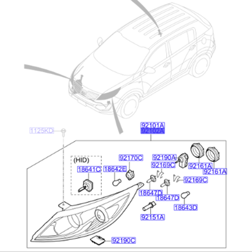 Genuine Right Headlamp - Kia Sportage 2010-2015 | 921023W141