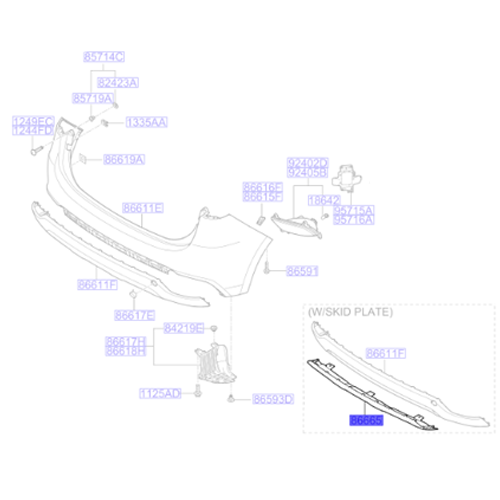 Genuine Rear Bumper Skid Plate - Kia Carens 2016-2018 - Silver | 86665A4800