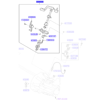 Genuine Gear Shift Control Lever - Kia Picano 2007-2015 | 4380002520-DS