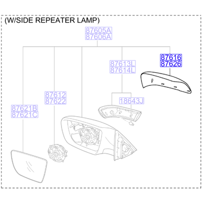 Genuine Left Wing Mirror Cap - Kia Venga 2009-2019 | 876161P010