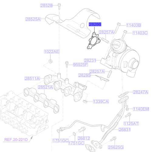 Genuine Turbocharger Gasket - Kia Optima 2010-2018 | 282862A700