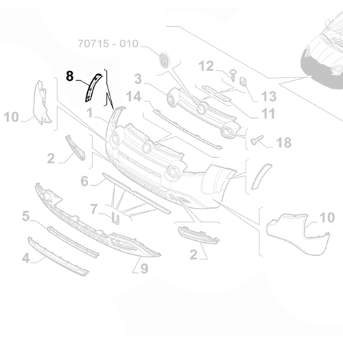 Genuine Front Right Bumper Trim - Fiat Panda 2012-Onwards | 51978443