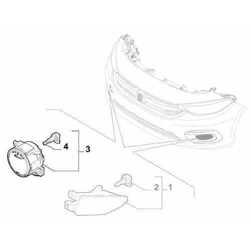 Genuine Front Fog Lamp - Fiat 500 / 500L / 500X /Panda | 51943270