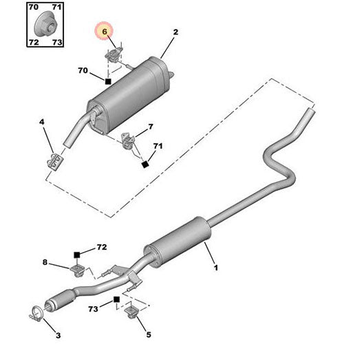 Genuine Peugeot Exhaust Flexible Mounting - Peugeot 2008 2013-2016 | 1755J6 | 1755J6