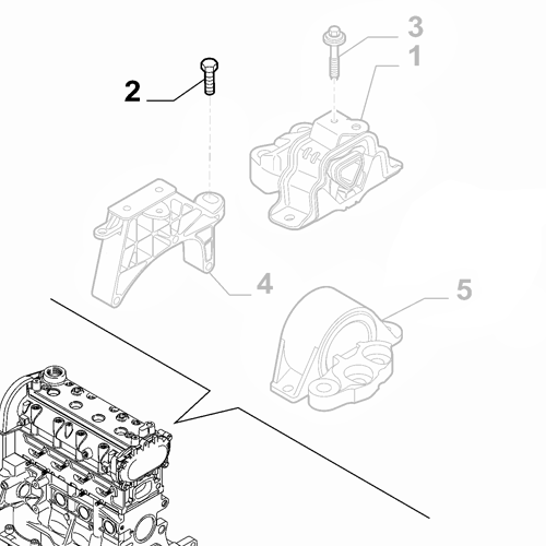Genuine Engine Support M10X1,25X65 Screw - Fiat 500 2012-Onwards | 16289221