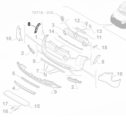 Genuine Front Left Bumper Moulding - Fiat Panda Cross 2012-Onwards | 51978444
