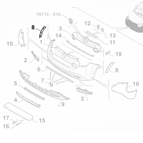 Genuine Front Left Bumper Moulding - Fiat Panda Cross 2012-Onwards | 51978444