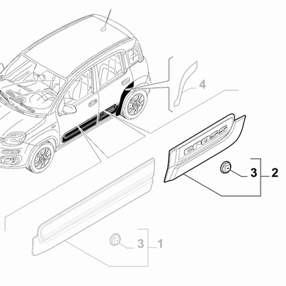 Genuine Rear Left Door Moulding - Fiat Panda Cross 2016-2024 | 735786665