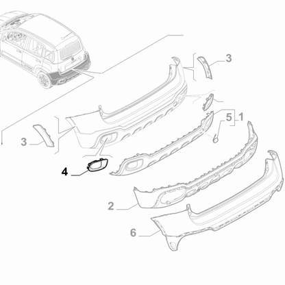 Genuine Rear Left Bumper Cover - Fiat Panda Cross 2012-Onwards | 51978738