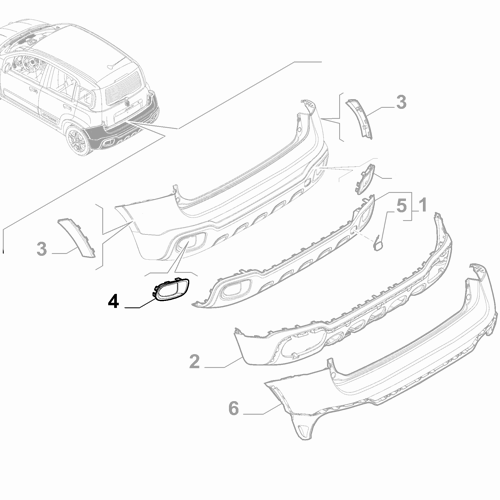 Genuine Rear Left Bumper Cover - Fiat Panda Cross 2012-Onwards | 51978738