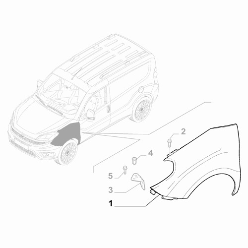 Genuine Front Left / Nearside Fender - Fiat Doblo 2015-2023 | 51973882