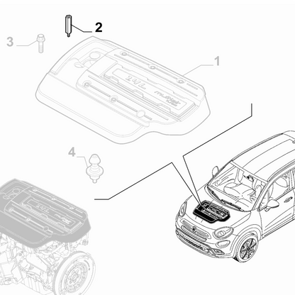 1x Genuine Engine Cover - Fiat 500X 2015-Onwards 1.4 Petrol | 55266109