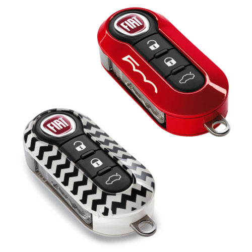 2x Key Cover - Fiat 500 - Coral Red and Chevron | 50927692