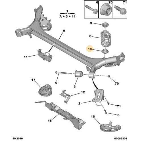 Genuine Peugeot Rear Spring Retainer - Peugeot 3008 2008-2016 | 516436 | 516436