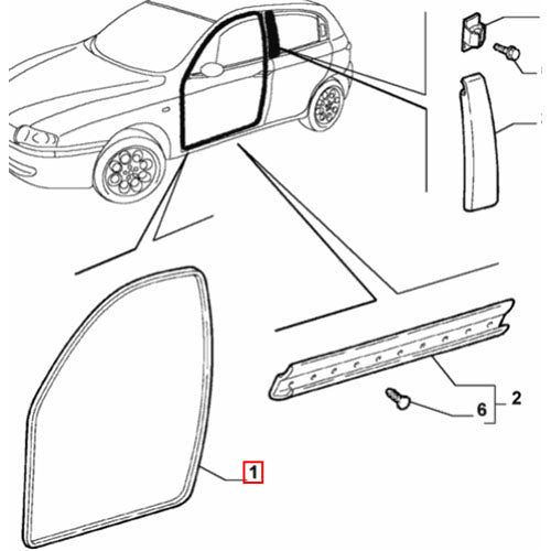 Front Nearside Door Seal - Alfa Romeo 147 | 46795547