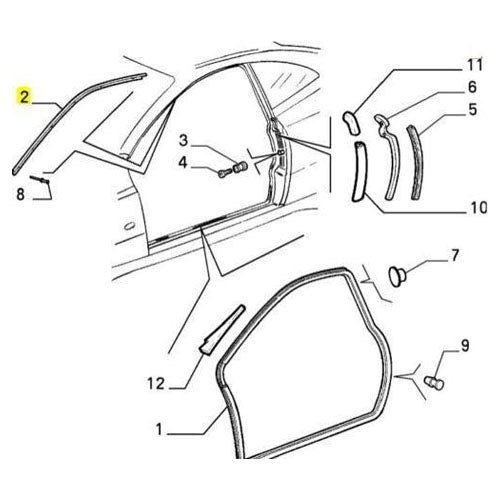 Upper Door Glass Seal / Channel - Alfa Romeo GTV | 60605148