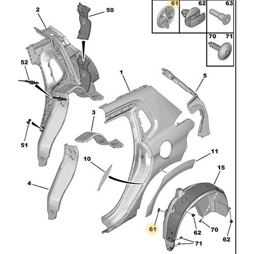 Wheel Arch Liner Clip - Peugeot 2008 2016-2019 | 6986A8