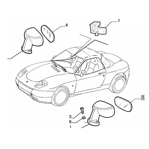 Nearside Wing Mirror Glass - Fiat Barchetta | 71716073