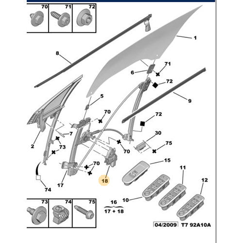 Offside Front Window Regulator Motor - Peugeot 308 CC 2008-2013 | 9222FA