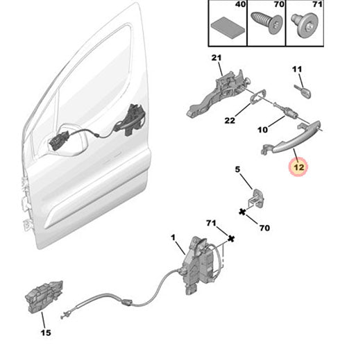 Exterior Door Handle with End Cap - Citroen Berlingo 2015-2018 | 9101GF