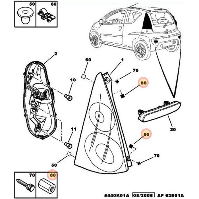 Genuine Rear Light Fixing Nut - Peugeot 107 | 6822J9