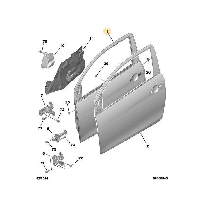 Genuine Drivers Side Door - Peugeot 108 | B000968480